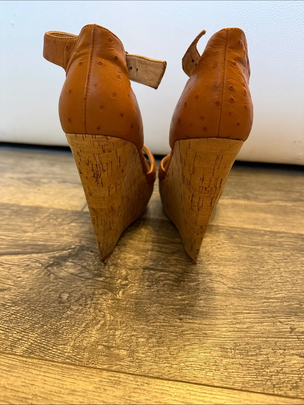 Michael Kors Tan Cork Wedge Sandals with Ankle Buckle